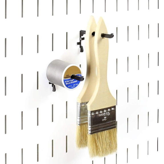 UYGDUY-Paint Brush Hook and Thread Spool Holder Storage Organizer Pegs Metal Pegboard - (4) Pack of Narrow 3.5-Inch Reach Slotted Peg Hooks for Paint Brushes and Spools (Black)