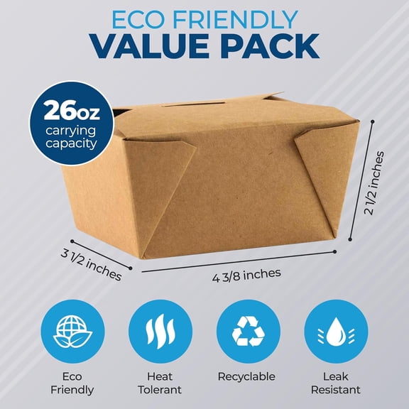 UYGDUY-Paper To Go Boxes for Food [50 Pack - 30 Oz], Cardboard Take Out Food Containers Boxes | Kraft Fold Takeout Small Disposable Lunch Box Packaging, Chinese Take Home Away Containers Catering Del