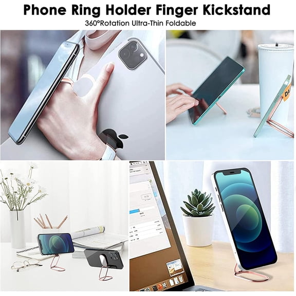 UYGDUY-Phone Holder Foldable Phone Stand Phone Ring Holder Finger Kickstand 360 Rotation Cell Phone Stand Metal Phone Grip for Magnetic Car Mount Sticky Phone Grip Compatible with Most Smartphones