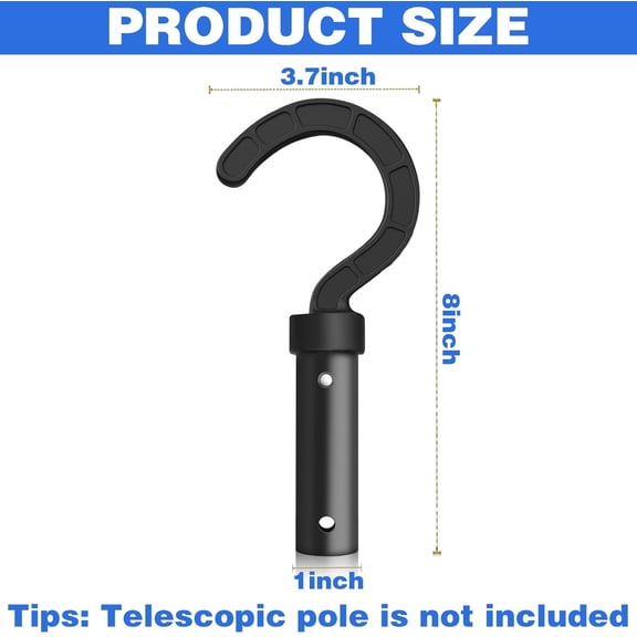 UYGDUY-Pool Retriever Hook for Robotic Pool Cleaner Accessories, Black Plastic, Ergonomic Design