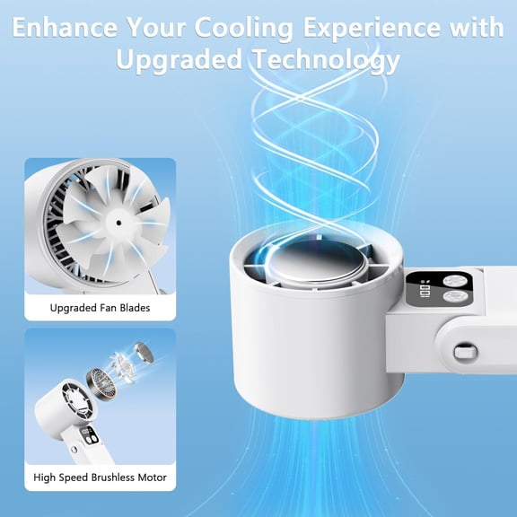 UYGDUY-Portable Handheld Fan, 12000RPM Powerful Hand Fan Foldable with Air Turbo Tech Cooling,Turbo Fan for Indoor Outdoor Activities, Travel, Working (White)