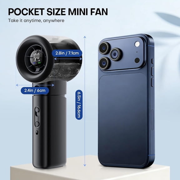 UYGDUY-Portable Handheld Misting Fan, 22000RPM High Speed, 50ml Upgraded Water Tank, 100 Speeds Adjustable, LED Display, Rechargeable Mist Cooling Fan for Travel Makeup, Gifts for Women Men (black)