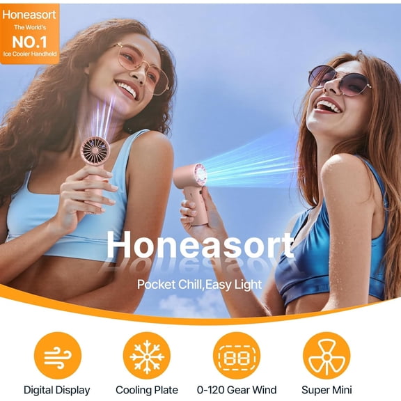 UYGDUY-Portable Handheld Turbo Fan | Speed(1-120) Adjustable Mini Fan featuring Cooling Mode | 5000 mAh Rechargeable Battery | Metal Body & LED Display | Gifts for Men Women, Camping & Outdoor