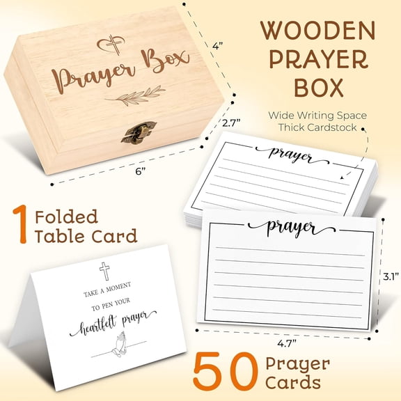 UYGDUY-Prayer Boxes With Cards To Write On - 50 Pcs Blank Prayer Cards, Prayer Request Card Box, God Box for Gratitude Kit