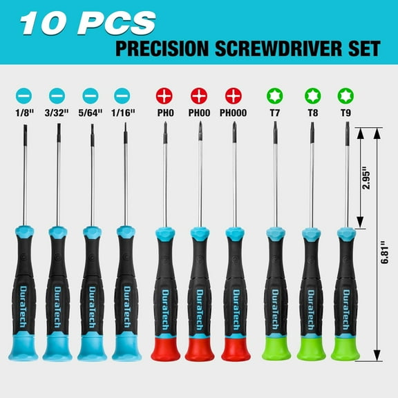 UYGDUY-Precision Screwdriver Set, 10 PCS Magnetic Small Screwdriver Set with Pouch, Phillips, Slotted, and Torx Star, Cr-V Steel, Mini Screw Drivers for Eyeglasses, Watches, Laptops, Phones
