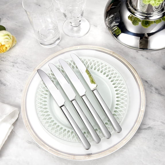 UYGDUY-Premium Aline 4-Piece 9.5 inch Knife Set  Durable Stainless Steel Flatware with Mirror Polish, Dishwasher Safe for Hosting and Everyday Dining (Dinner Knives)