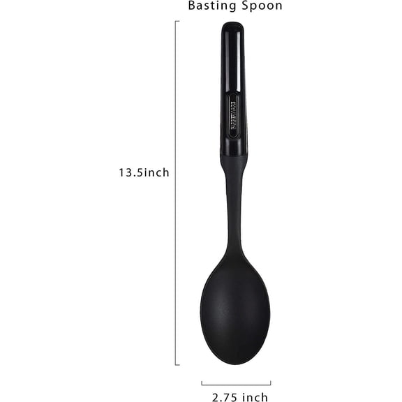 UYGDUY-Professional Heat Resistant Nylon Basting Spoon-Safe for Non-Stick Cookware, Black