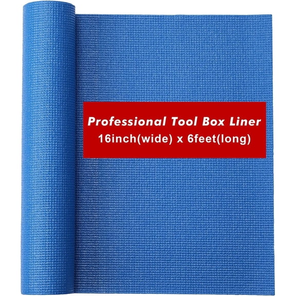 UYGDUY-Professional Tool Box and Drawer Liner, Blue, Easy Cut Non-Slip Foam Rubber Toolbox Drawer Liner Mat, 16 inch (Wide) x 6 feet (Long)