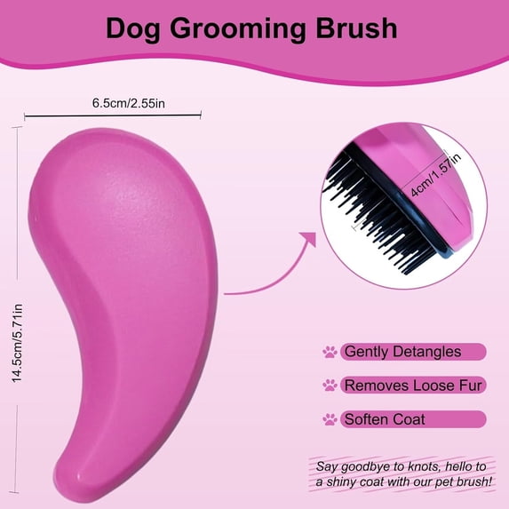 UYGDUY-Puppy Brush for Small Dogs - Soft Dog Brush - Perfect Yorkie, Shih Tzu, Maltipoo & Maltese Grooming - Gentle Hair Remover for Easy Pet Grooming at Home (Pink)