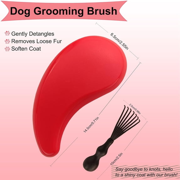 UYGDUY-Puppy Brush - Soft Dog Brush - Perfect Yorkie, Shih Tzu, Maltipoo & Maltese Grooming - Gentle Hair Remover for Easy Pet Grooming at Home (Rose Red)