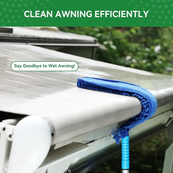 UYGDUY-RV Awning Cleaner, Bendable Mop-Head, Hyper-Absorbent Pad, Extendable Pole, Non-Slip Handle, with 2 Magic Erasers for RVs, Campers, Trailers, Trucks