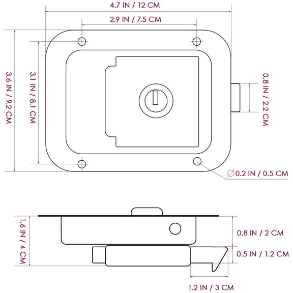UYGDUY-RV Trailer Door Lock Stainless Steel Locking Paddle Latch Heavy Duty Flush Mount with Key for Toolbox, RV, Camper, Electrical Cabinet, Trailer and Truck Doors