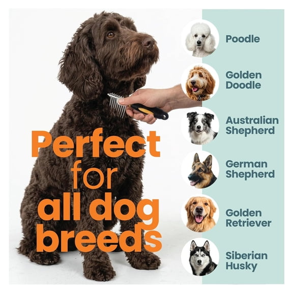 UYGDUY-Rake Brush for Dogs, Dematting Tool for Goldendoodles, Poodles & Doodles  Rescue Essential with Long Smooth-Edged Teeth for Thick Coats, Deshedding & Mat Remover 