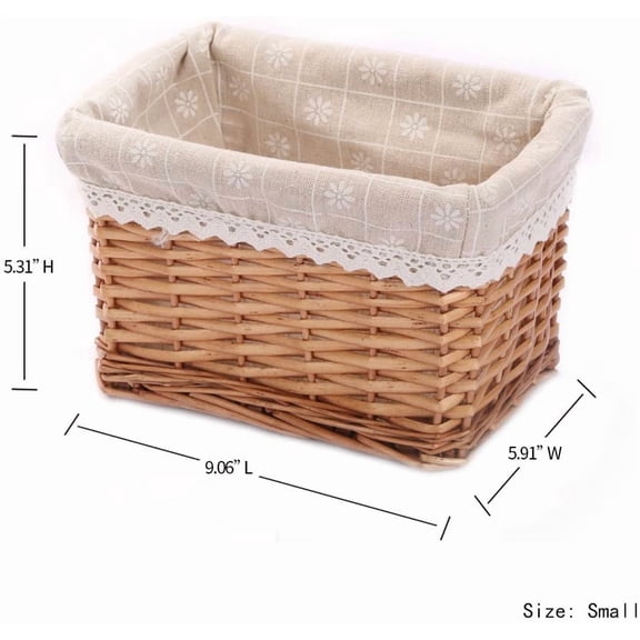 UYGDUY-Rectangular Wicker Storage basket&bins container, Organizer Box, Kingwillow Art & Craft (Small)