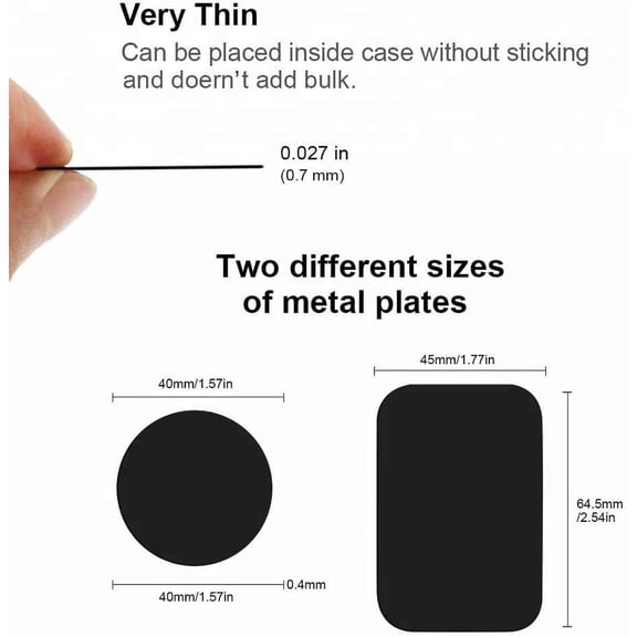 UYGDUY-Replacement Metal Plates Set for Magnetic Car Phone Holders, Wall & Air Vent Mounts, Cases, Magnets. Kit of 8 Black Round Iron Discs Without Holes. 3M Adhesive Backing. Matte Steel Sheets 8 Pa