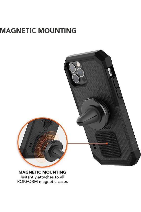 -Rokform - Magnetic Air Vent Mount, Super Grip Car Truck & Van Vent Clip, Aluminum Cell Phone Holder, Removable Vent Magnet Mount, Specially Designed for Rokform Cases (Black)