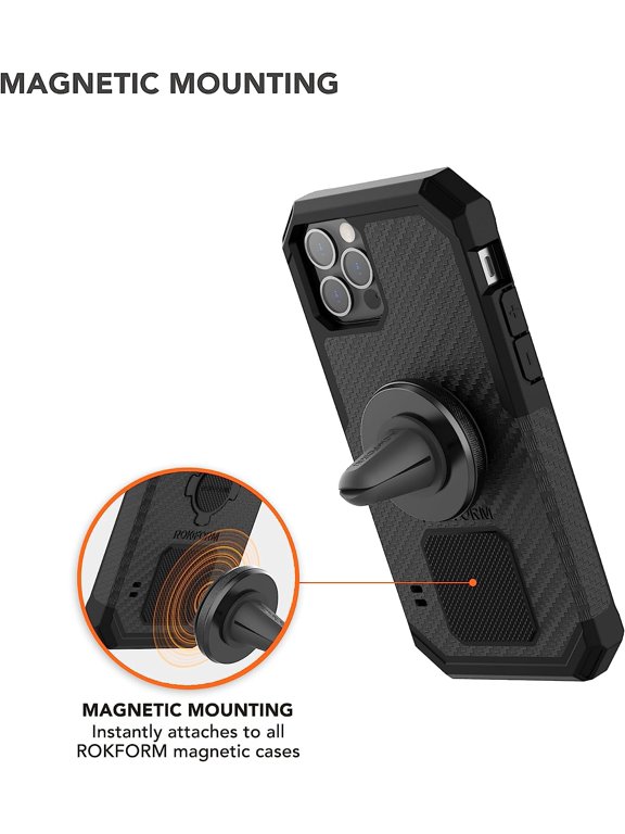 -Rokform - Magnetic Air Vent Mount, Super Grip Car Truck & Van Vent Clip, Aluminum Cell Phone Holder, Removable Vent Magnet Mount, Specially Designed for Rokform Cases (Black)