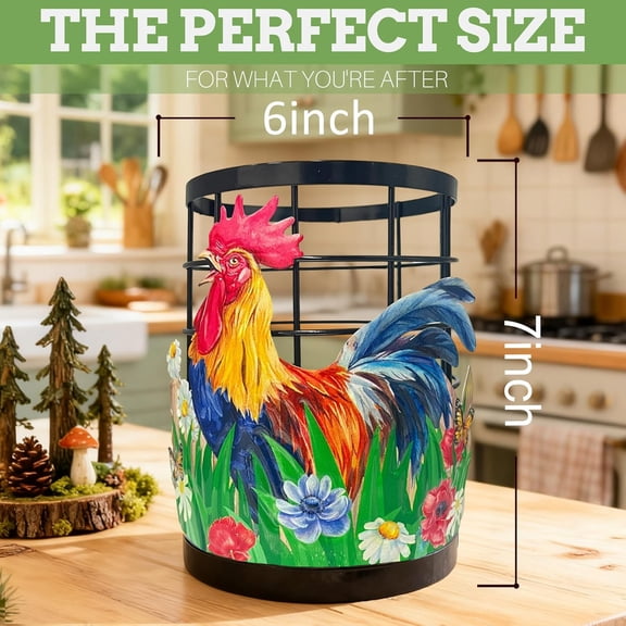 UYGDUY-Rooster Utensil Holder, Rooster Kitchen Decor Utensil Organizer for Countertop, Farmhouse Metal Cooking Tools Kitchen Counter Decor Gifts Utensil Caddy