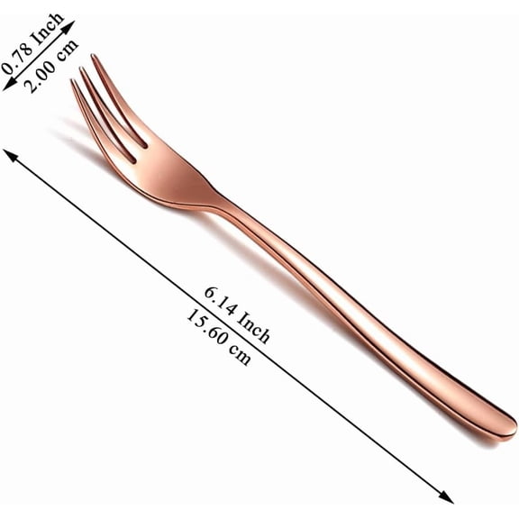 UYGDUY-Rose Gold Dessert Forks 12 Pieces, 6.15" Stainless Steel Cake Forks Silverware Set, Fruit Forks, Cocktail Forks, Appetizer Small Forks, Dishwasher Safe
