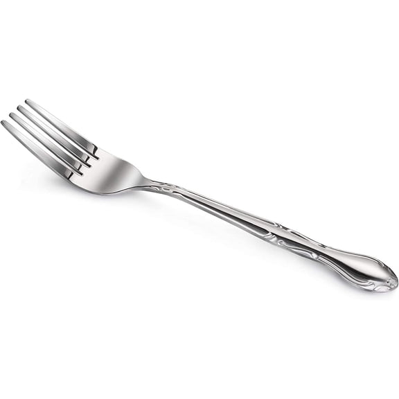 UYGDUY-Rose Pattern 18/0 Stainless Steel Dinner Fork, 7.2-Inch, Set of 12, Commercial Grade