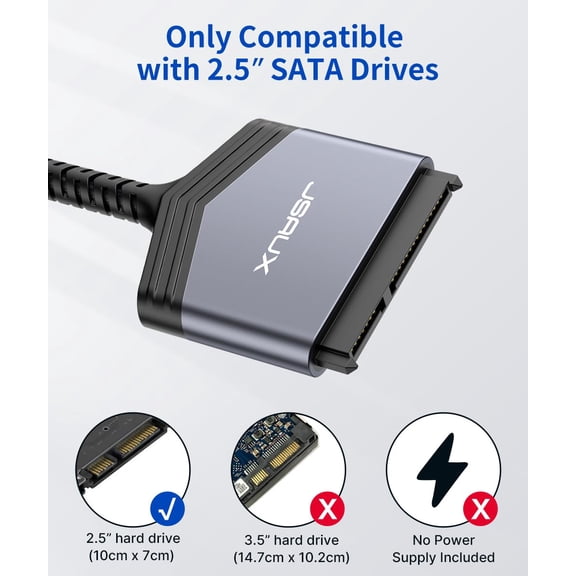 UYGDUY-SATA to USB Cable, USB 3.0 to 2.5 SATA III Hard Drive Adapter Aluminum Shell Nylon Cord External Converter for SSD/HDD Supports UASP, Trim and Smart Compatible with Windows, MacOS and Li