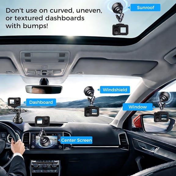 UYGDUY-SD-01 Electric Camera Suction Cup Mount, Action Cam Adapter with 1/4" Screw Hole Car Accessories for iPhone/GoPro/Insta360/DJI Osmo and Most Small Camera/Action Camera