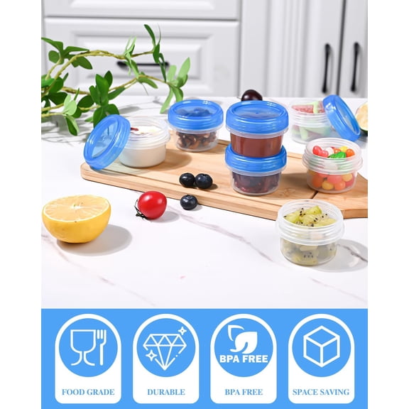 UYGDUY-Salad Dressing Containers, [8 Pack*2 oz] Reusable Easy to Open Dressing, Condiment, Sauce, Dip Containers to Go With Leak-Proof Twist Top Lids, Bpa Free, Safe For Microwave, Freezer, Dishwashe