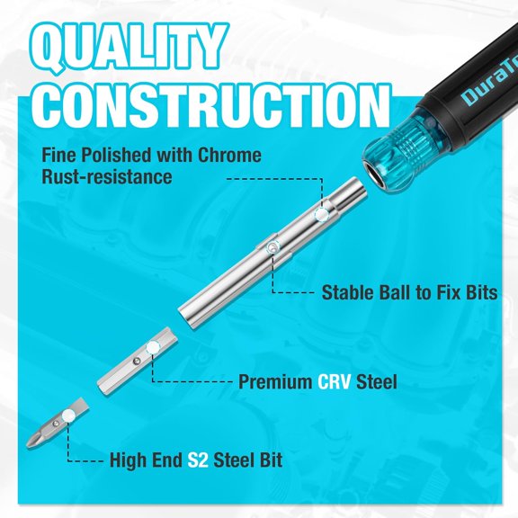 UYGDUY-Screwdriver, Multi Bit 11-in-1 Screw Driver & Nut Driver Set, Premium S2 Steel Bits, Portable Screw-driver, with Phillips, Slotted, Torx, Square Bits