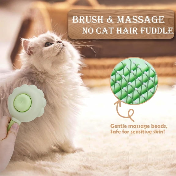 UYGDUY-Self Cleaning Cat Brush for Shedding, LED Light Nail Clipper, Nail Clipper and Nail File, Slicker Brushes and Nail Trimmer for Long Haired Cats, Grooming Kit, Cat Lover Gifts