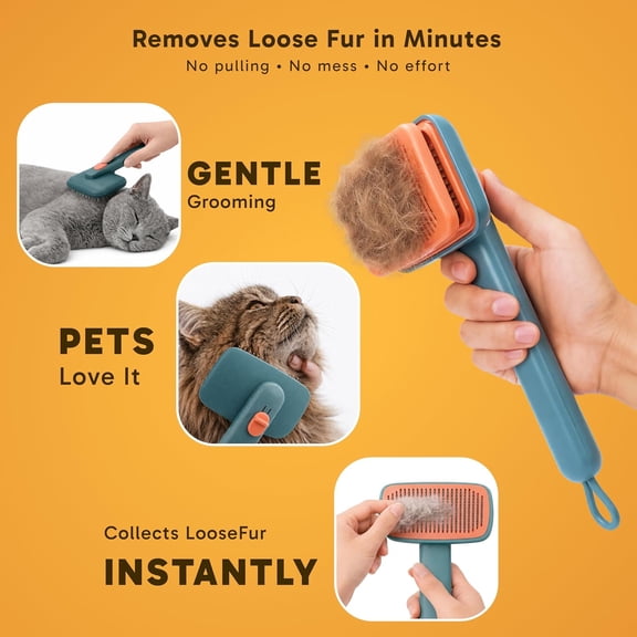 UYGDUY-Self Cleaning Slicker Brush for Dogs & Cats - Skin-Friendly Deshedding Brush & Undercoat Rake for Short, Medium and Long Hair Pets, Reduces Shedding by 90% (Parrot Green)