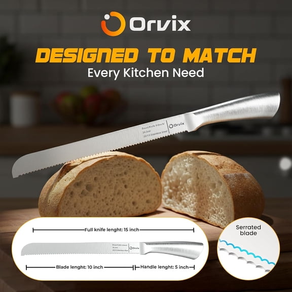 UYGDUY-Serrated Bread Knife,9.6 Inch Razor Sharp Stainless Steel Blade with 5-Inch Handle, Best Bread Cutter for Slicing Sourdough, Bagels, Cakes & Homemade Artisan Bread