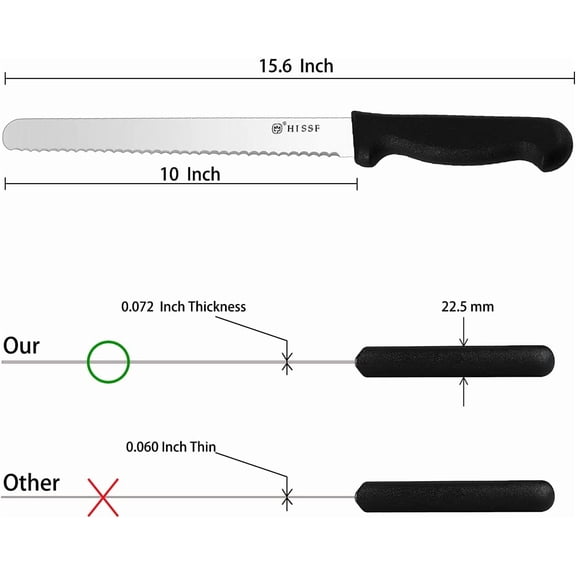 UYGDUY-Serrated Bread Knife With Sheath 10 Inch, Black Upgraded Stainless Steel Razor Sharp Wavy Edge Wide Bread Cutter, For Slicing Homemade Bread, Bagels, Cake,Dishwasher Safe