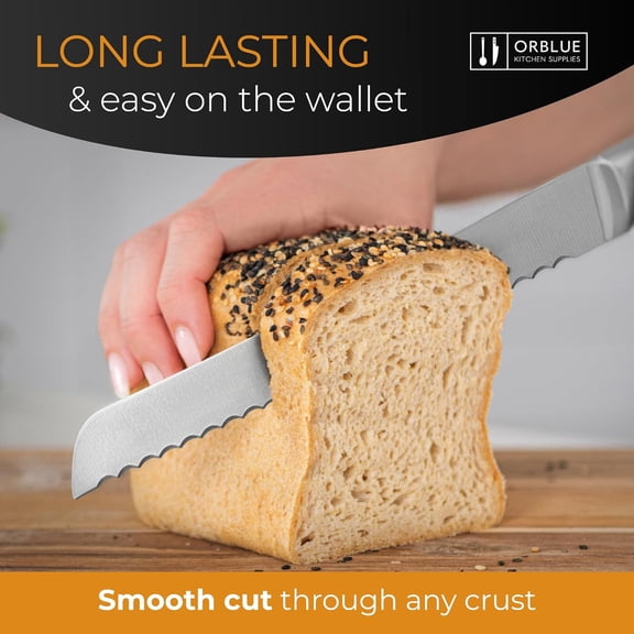 UYGDUY-Serrated Bread Knife Ultra-Sharp Stainless Steel Professional Grade Bread Cutter - Cuts Thick Loaves Effortlessly - (8-Inch Blade with 5-Inch Handle), Blue
