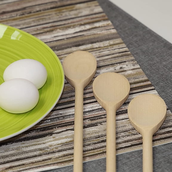 UYGDUY-Set of 3 Wooden Spoons (10-Inch)  Natural Beechwood Mixing Spoons for Cooking, Baking & Stirring  Durable 0.45" Thick Handle & 1.9" Wide Head  Scratch-Free Utensils for Nonstick Cookware