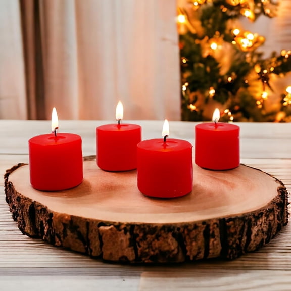 UYGDUY-Set of 30 Unscented Pressed Red Votive Candles  Bulk Pack, Clean-Burning, Long-Lasting 10-12 Hour Burn Time  Ideal for Weddings, Home Dcor, Spa, and Events