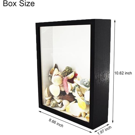 UYGDUY-Shadow Box with Slot On Top8.5"x10.5"Seashell Display Box, Seashell Holder Display Box, Shell Display Box, Shell Storage Box Display Cabinet Decorated with Shells and Starfish Ornaments