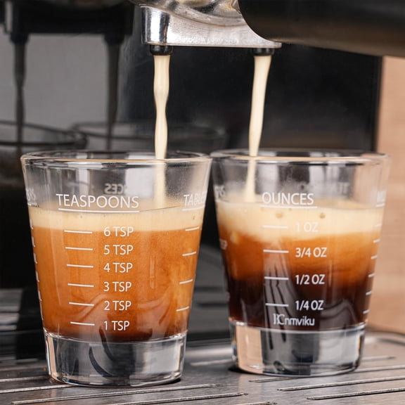 UYGDUY-Shot Glasses Measuring cup Espresso Shot Glass Liquid Heavy Wine 2 Pack 26-Incremental Measurement 1oz, 6 Tsp, 2 Tbs, 30ml By (2pack-White)