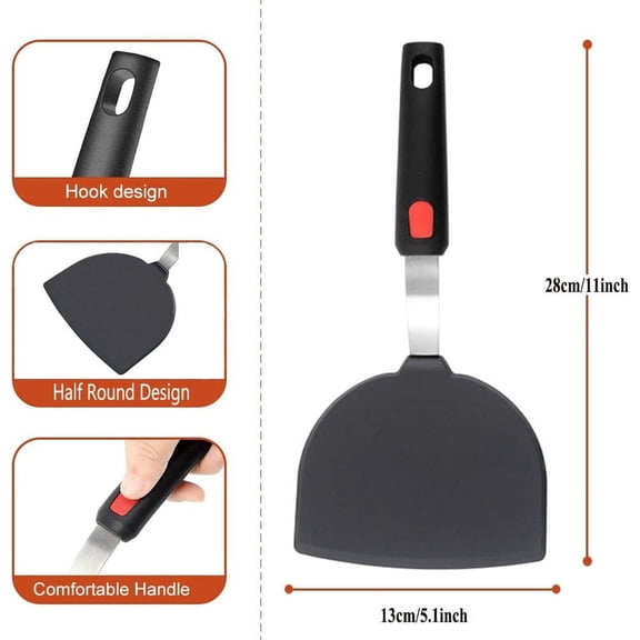 UYGDUY-Silicone Fish Spatula Turner Half-Round Dense Spatulas Omelette Pancake Spatulas for Nonstick Cookware Egg 600F Heat-Resistant