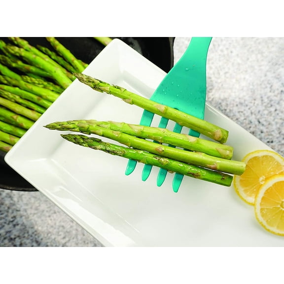 UYGDUY-Silicone Flexible Fork, Turquoise, 11" | Mixes Ingredients, Mashes Food, Whisks Eggs, & More | Dishwasher Safe & Heat Resistant | Baking, Serving, Mixing Made Easy