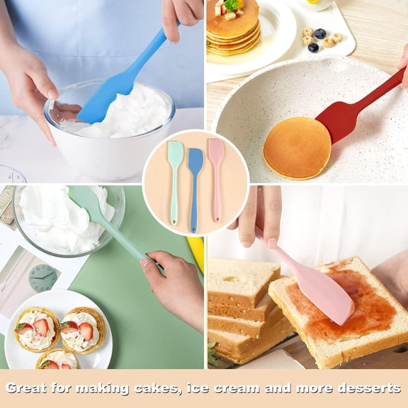 UYGDUY-Silicone Spatula Set 6 Pack 8.5 inch Small Rubber Spatula Heat Resistant Mini Silicone Spatula Non-Stick Flexible for Baking Cooking Mixing and Kitchen Use