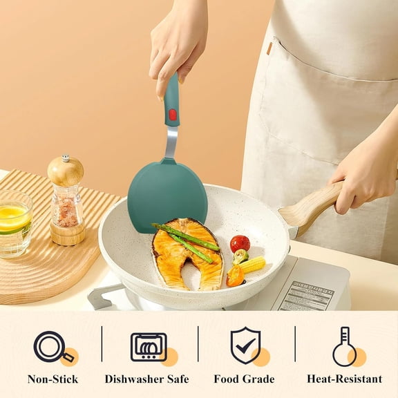 UYGDUY-Silicone Spatula Turner Set of 2, Heat Resistant Pancake Spatulas for Nonstick Cookware Pan, Wide Cooking Spatula for Omelette Egg Fish, Small Spatulas Thin Flexible for Kitchen Use, Dishwashe