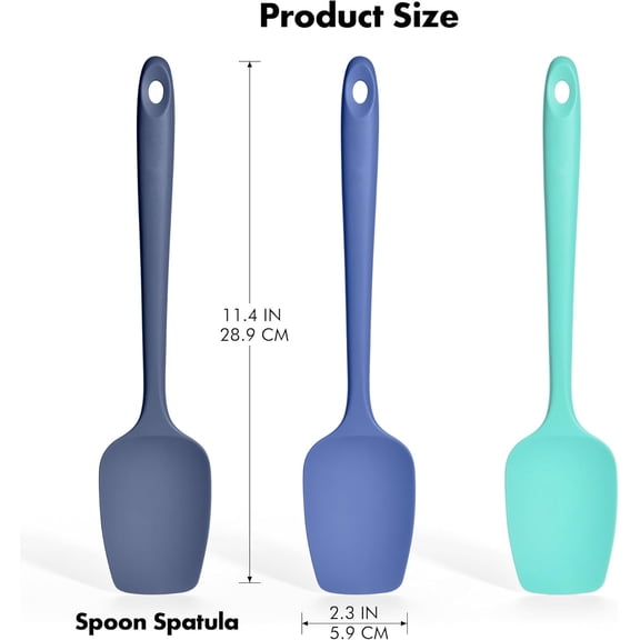 UYGDUY-Silicone Spoonula Set: 600F Heat Resistant Food Grade Cooking Baking Utensils, Kitchen Flexible Nonstick Rubber Pan Spoon Spatula for Mixing, Scrambling, Scooping (3 Pieces, Multicolor 4)