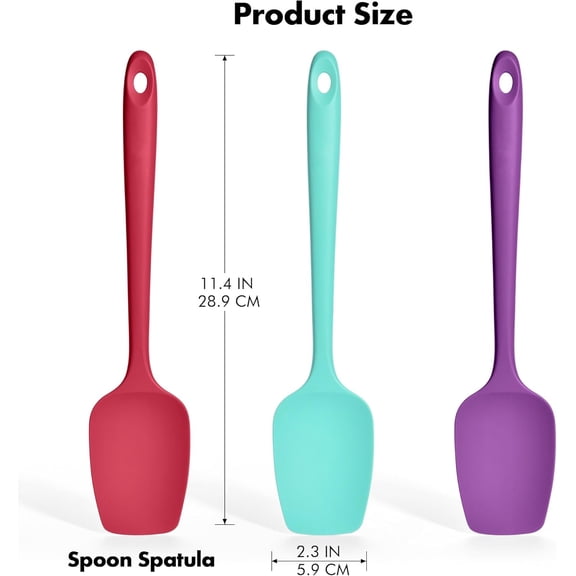UYGDUY-Silicone Spoonula Set: 600F Heat Resistant Food Grade Cooking Baking Utensils, Kitchen Flexible Nonstick Rubber Pan Spoon Spatula for Mixing, Scrambling, Scooping (3 Pieces, Multicolor 3)