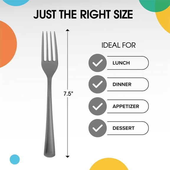UYGDUY-Silver Plastic Forks 100 Pieces Silver Forks Disposable Utensils Heavy Duty Plastic Cutlery Set Flatware Sets Party Supplies & Party Tableware