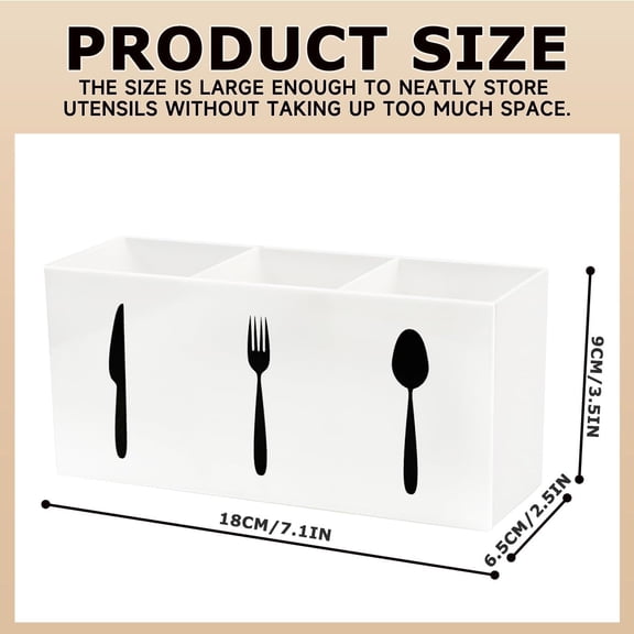 UYGDUY-Silverware Organizer Countertop,Acrylic Small Silverware Caddy for Countertop,Knife Fork and Spoon Organizer for Kitchen Storage,Cabinet and Dining Room(White)