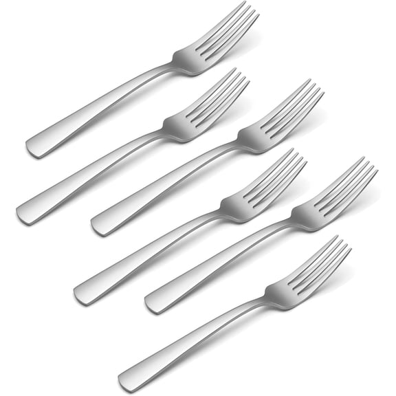UYGDUY-Silverware Set, Aptitude Everyday Flatware Dinner Fork Set, Service For 6, 18/0 Stainless Steel, Mirror Finish, Dishwasher Safe, Home And Kitchen Utensils Sets, Dinner Forks (Silver, 6 Pieces)