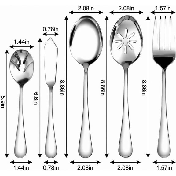 UYGDUY-Silverware Set, Heavy Duty Stainless Steel Cutlery Set with Wide Handles, Mirror Polished Utensils Spoons and Forks Set for Kitchen, Dishwasher Safe, 5 Piece