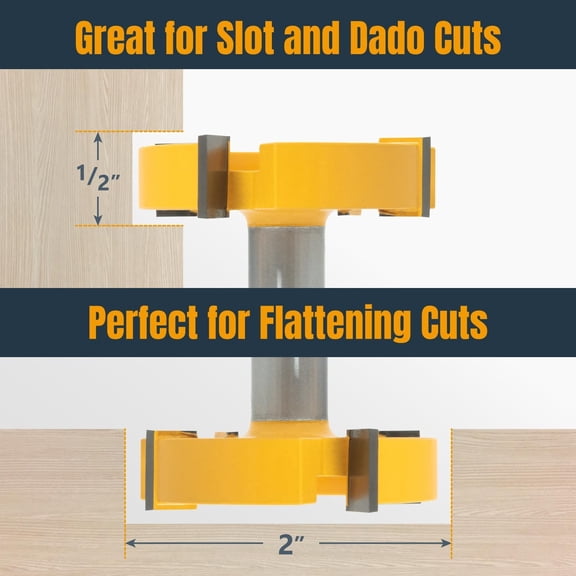 UYGDUY-Slab Flattening Router Bit, 1/2 Shank, 2" Diameter, 1/2" Cutting Depth,Woodworking Surfacing Bit for CNC Machine, Wood Milling & Live Edge Wood Planing (73055)