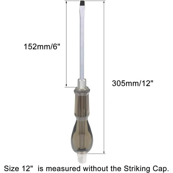 UYGDUY-Slotted Impact Screwdriver 12 Inch Keystone Demolition Driver Magnetic 1Pcs