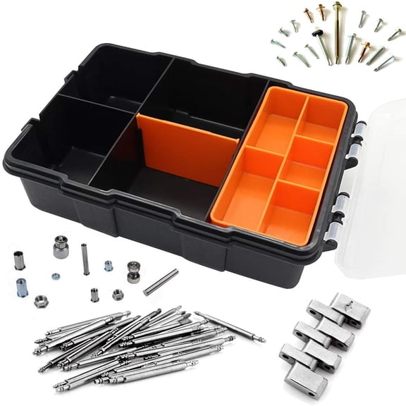 UYGDUY-Small Tool Parts Box, Plastic Tool Storage Case, Home Hardware Organizer with Removable Dividers, Small Toolbox for Nails, Screws, Nuts and Bolts, 10-Compartment